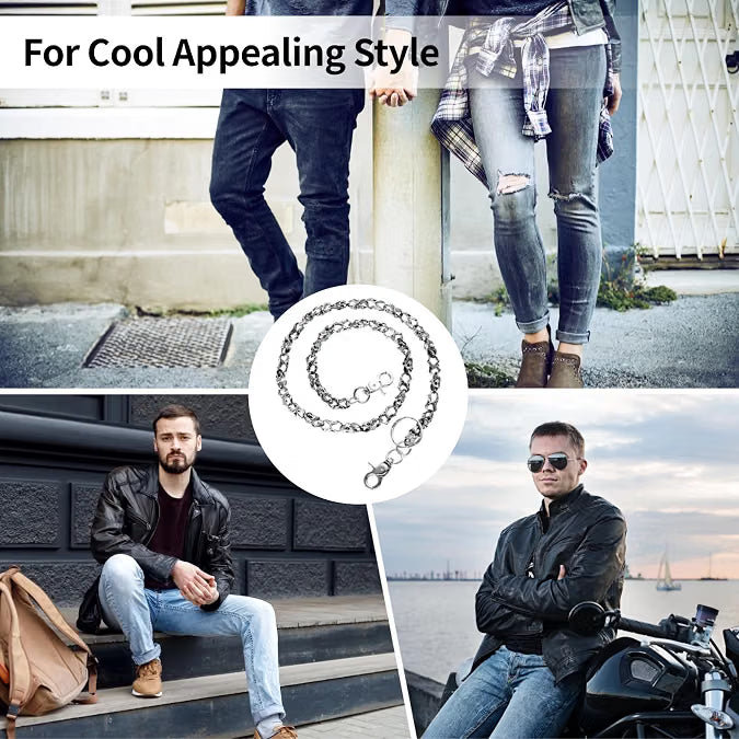 Punk Skull Chain Belt, Goth Hip Hop Jean Pants Chain Accessory for Men & Women