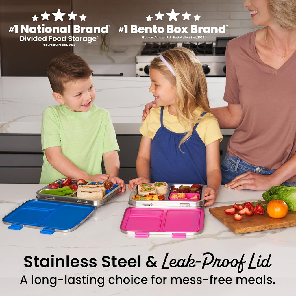 Kids Stainless Steel Leak-Resistant Lunch Box, 3 Compartments