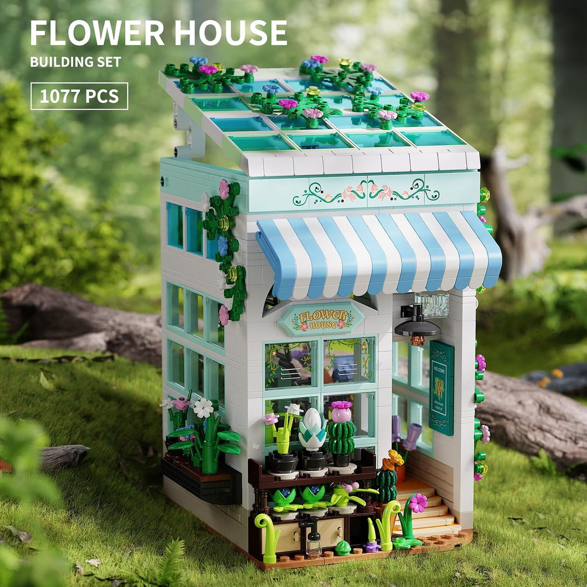 City Flower House Building Set with LED Lights for Adults Girls 8+