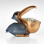 Pelican Candy Dish Statue with Key Holder Bowl, Cute Resin Bird Decor