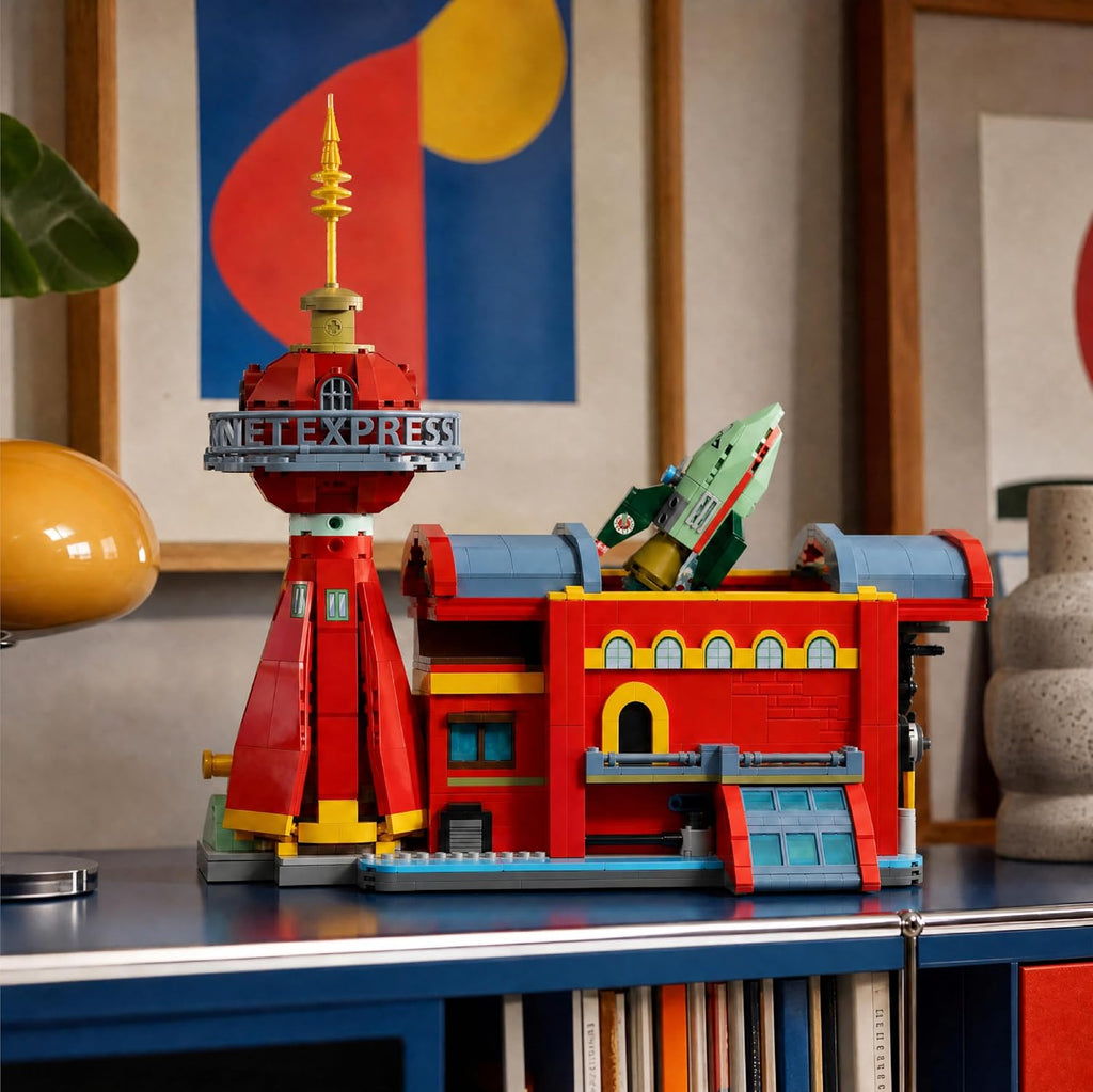 Futurama Planet Express Headquarters Building Set, 1,135-Piece Model with Light-Up Tower