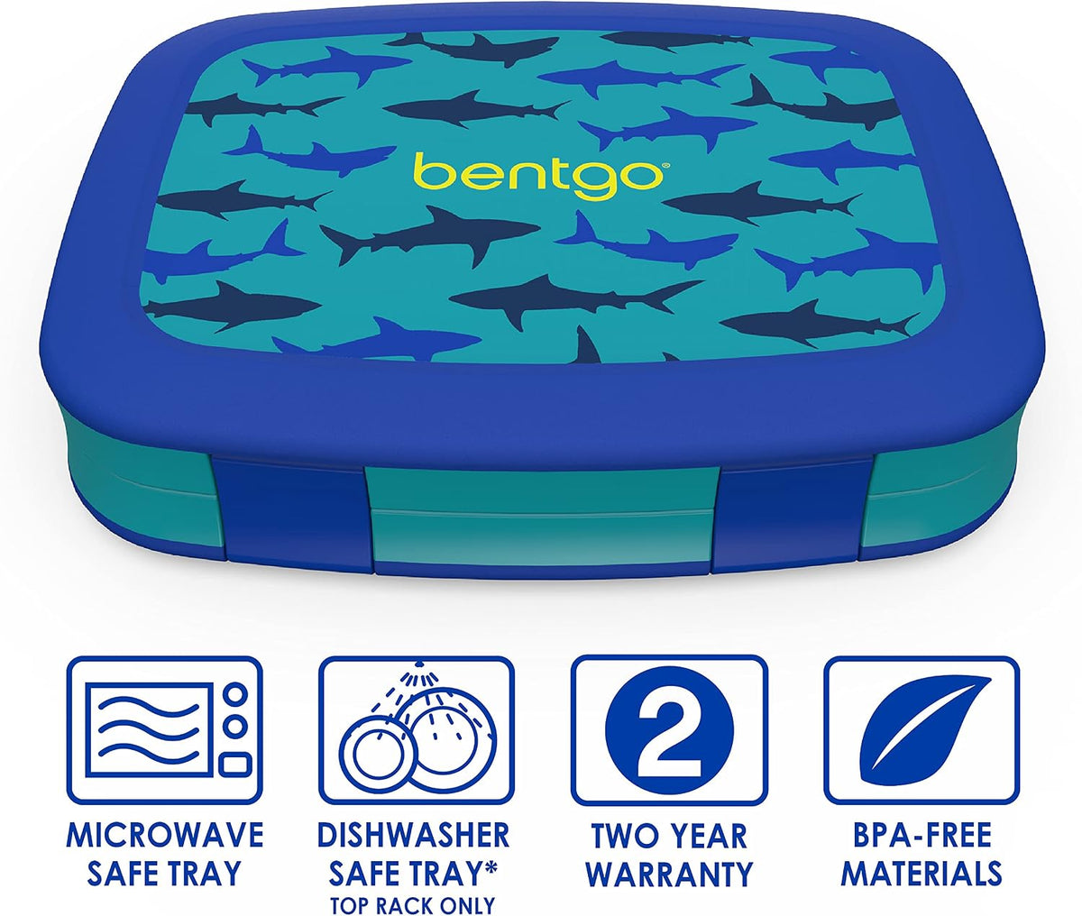 Prints Insulated Lunch Bag Set With Kids Bento-Style Lunch Box (Shark)