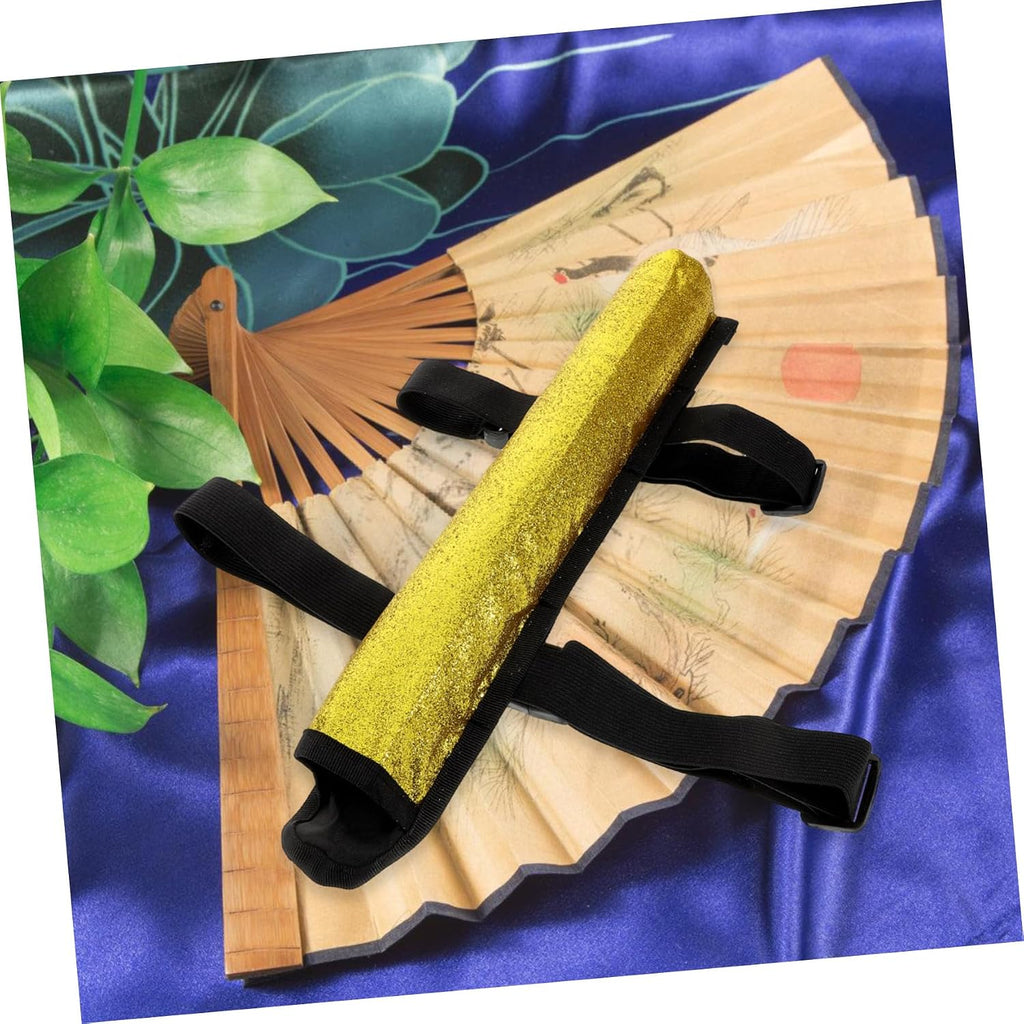 Halloween Season Fan Bag Fan Accessory for Folding Fans Golden Fabric Easy Storage and Carrying, Creative Stylish Design, Daily Use and Practice Sessions, Festival Decoration