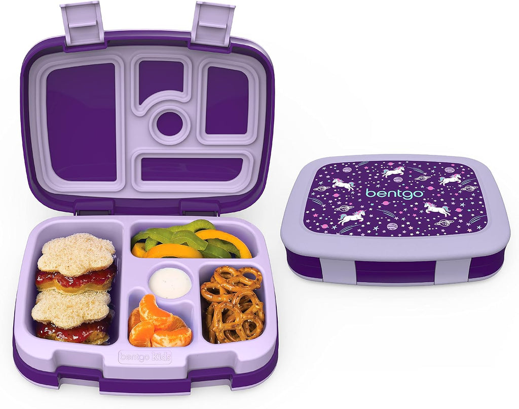 Prints Insulated Lunch Bag Set With Kids Bento-Style Lunch Box and 4 Reusable Ice Packs (Unicorn)