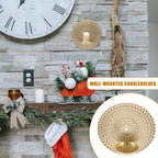 Gold Round Disc Wall-Mounted Iron Candleholder 5.90 X 5.90 X 2.36 in Iron Build, Gold Finish, Simple Style, Home Bar Restaurant Decor, Wall Decoration