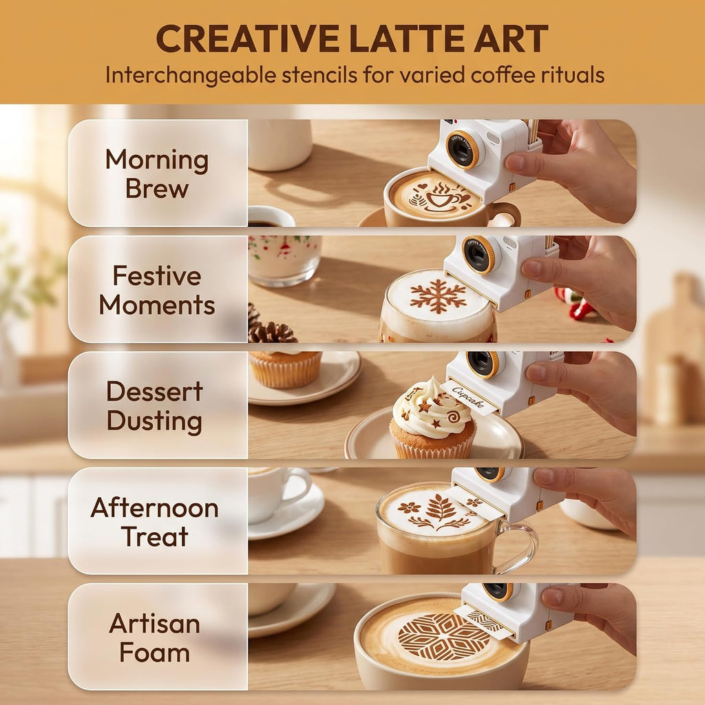 Camera Latte Art Maker – One-Click Coffee Stencil Printer