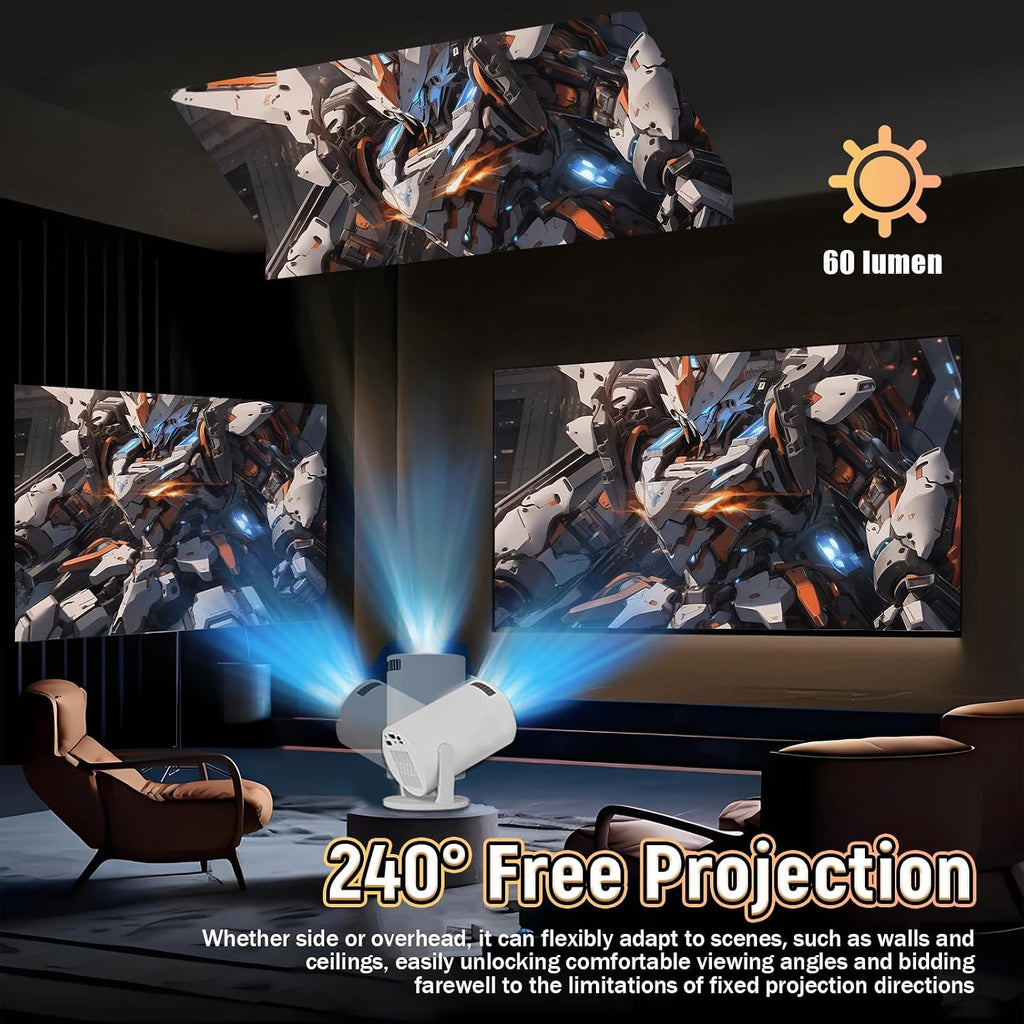 V4 Mini Projector, Portable Smart Projector with 2.4G WiFi