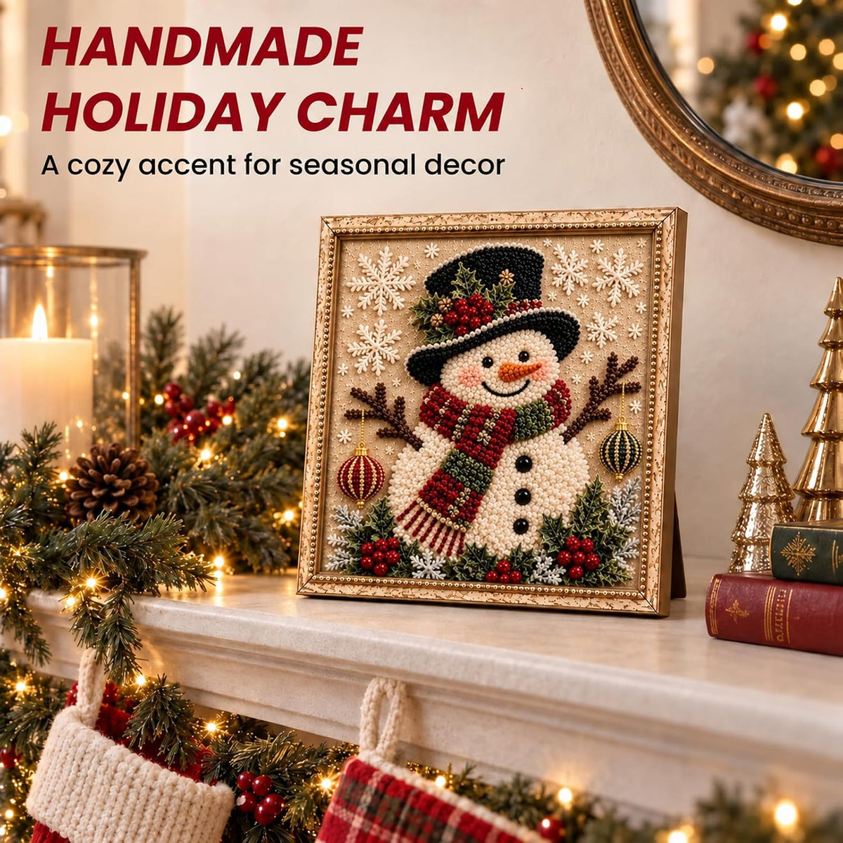 AUOBAG 3D Christmas Fabric Poke Art Kit DIY Snowman Craft Set (Snowman)