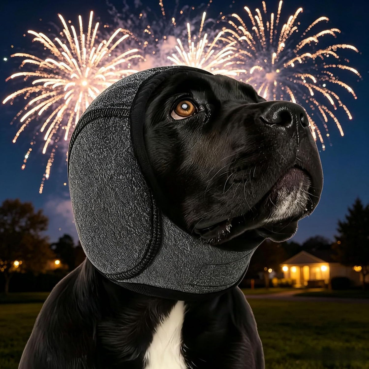 Dog Ear Muffs Noise Protection, Adjustable Ear Protection for Dogs for Fireworks Thunder Grooming Bathing (Gray,L)