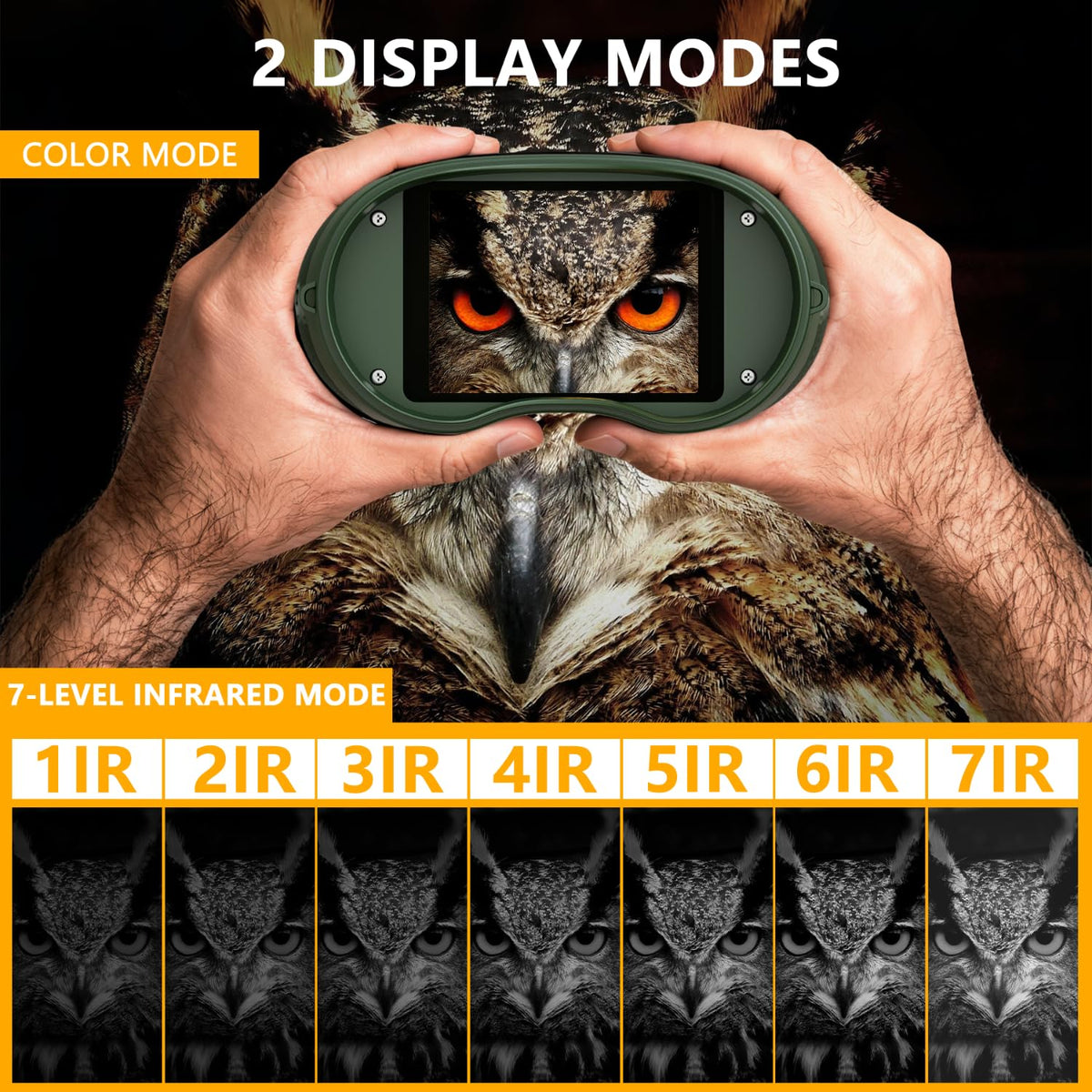 Digital Night Vision Binoculars for Adults, 10X Digital Zoom, 2.8" Screen, 1080P Video Recording, 7-Level IR Night Vision, 1000m Range