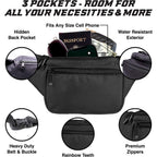 Water Resistant Fanny Pack for Men & Women, Multi-Pocket Crossbody Waist Bag with Adjustable Belt, Lightweight Running Hip Pack with Hidden Anti-Theft Pocket for Travel, Hiking, Sports & Everyday
