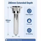 Gugxiom 2-in-1 0° Fishing Rod Holder Boat Cup Holder, 280mm Round Top