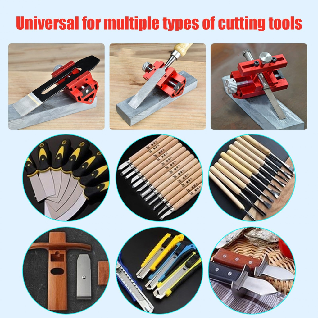 Chisel Sharpening Jig with Adjustable Angle Guide for Woodworking Tools and Blades