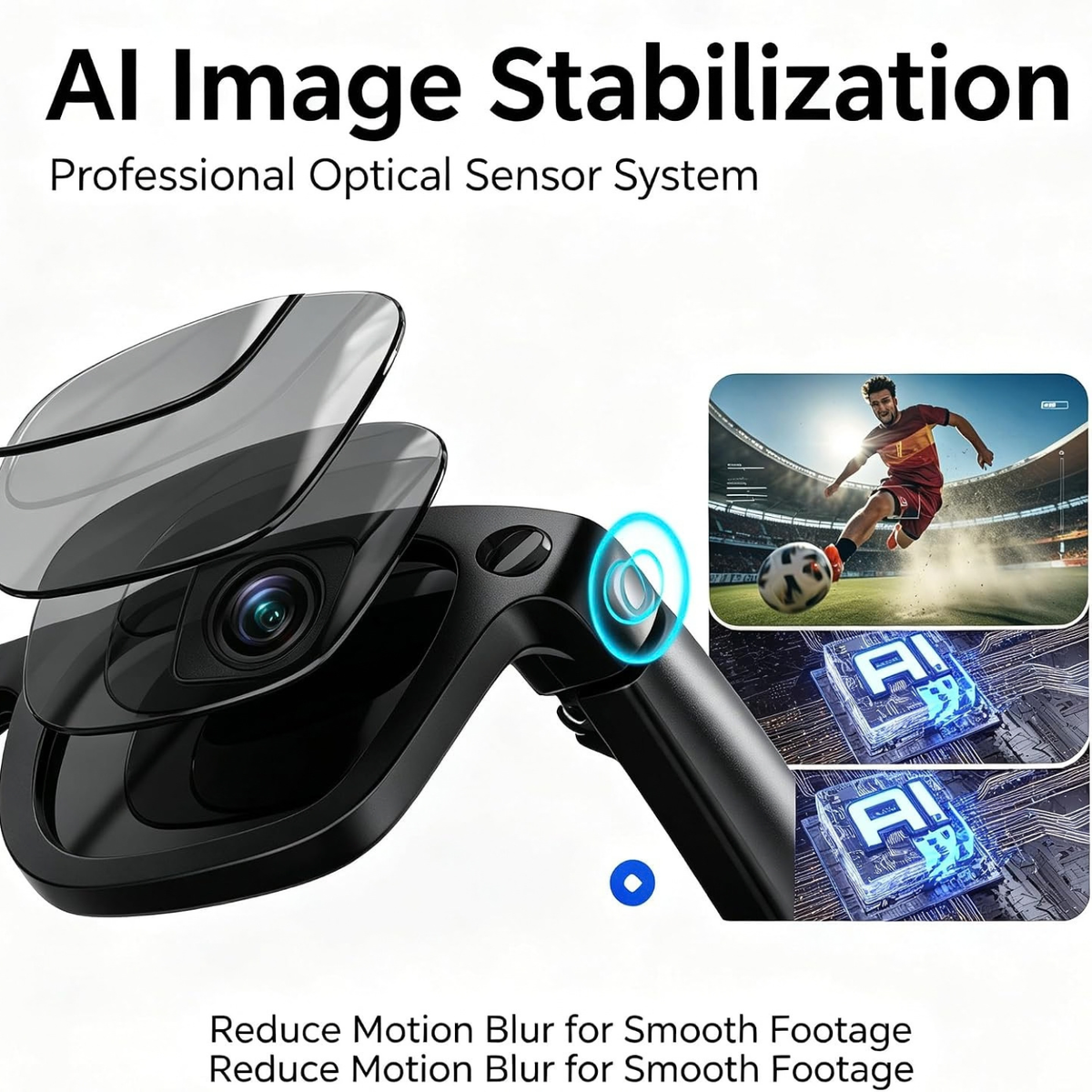 T200C Smart Glasses with Camera, 800W 1080P Video Recording, AI Stabilization