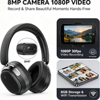 AI Camera Headset 8MP 1080P Video with Bluetooth and Dolby Atmos，Black