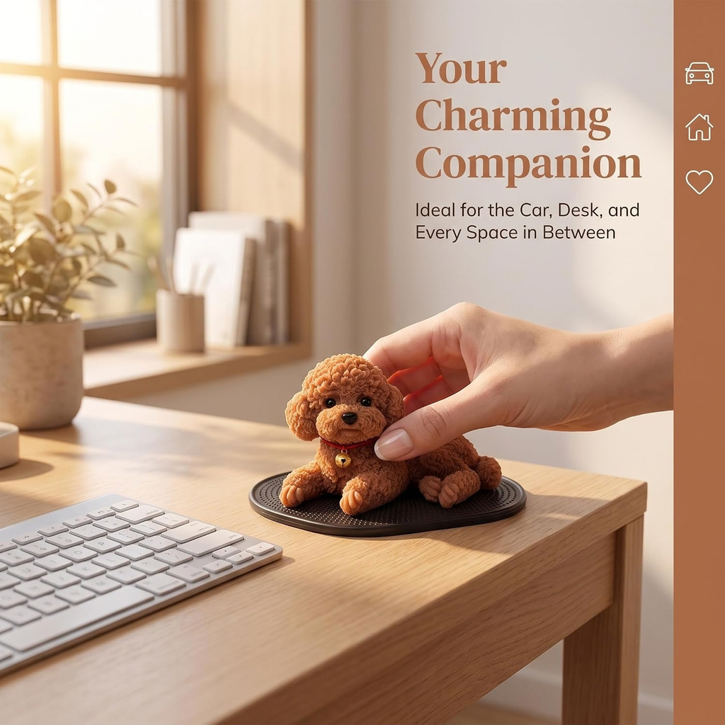 Dash Mat for Cars, Realistic Teddy Figurine with Anti‑Slip Dashboard Mat