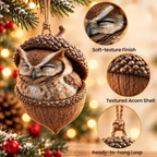 3D Forest Animal Acorn Ornaments, Woodland Hanging Decorations (Owl)
