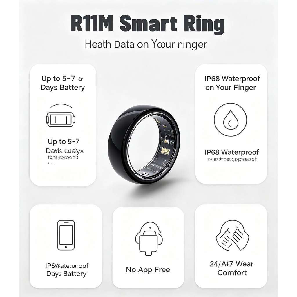 AI Smart Ring for Women Men, Health Ring with AI Health Analysis, IP68