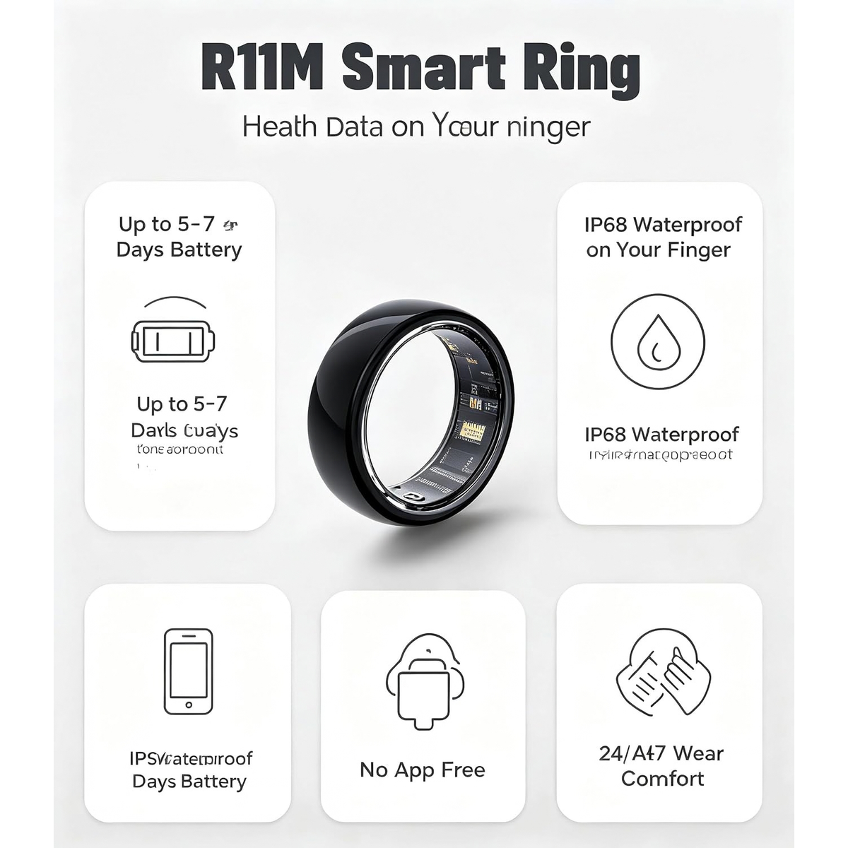 AI Smart Ring for Women Men, Health Ring with AI Health Analysis, IP68