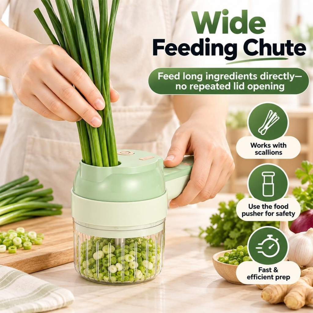 4 in 1 Handheld Electric Vegetable Cutter, Multi Blade Vegetable Chopper