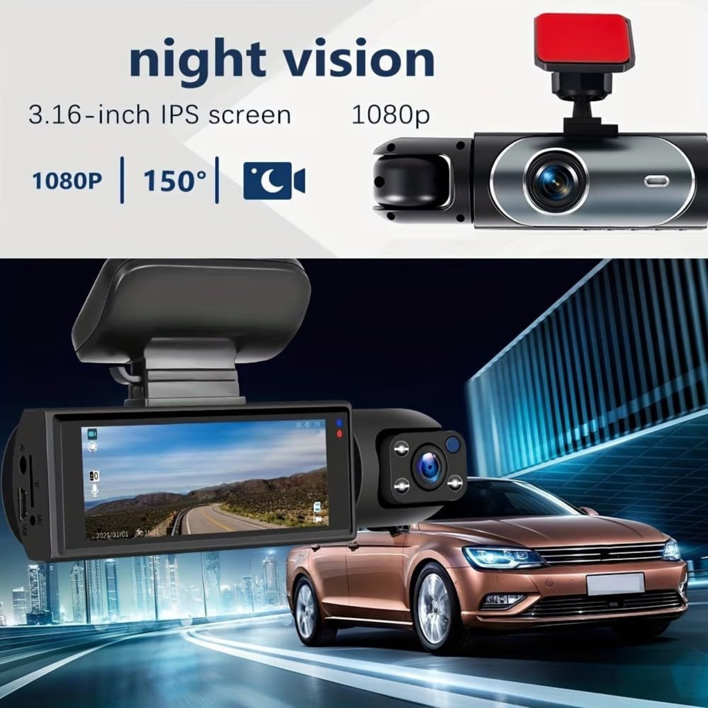 1080P Dual Camera Dash Cam Front and Inside Car DVR Recorder