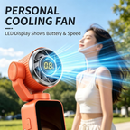 2-in-1 Fan & Gimbal Camera, 180° Flip Lens, 130° Wide Angle, 16X Zoom (Orange)