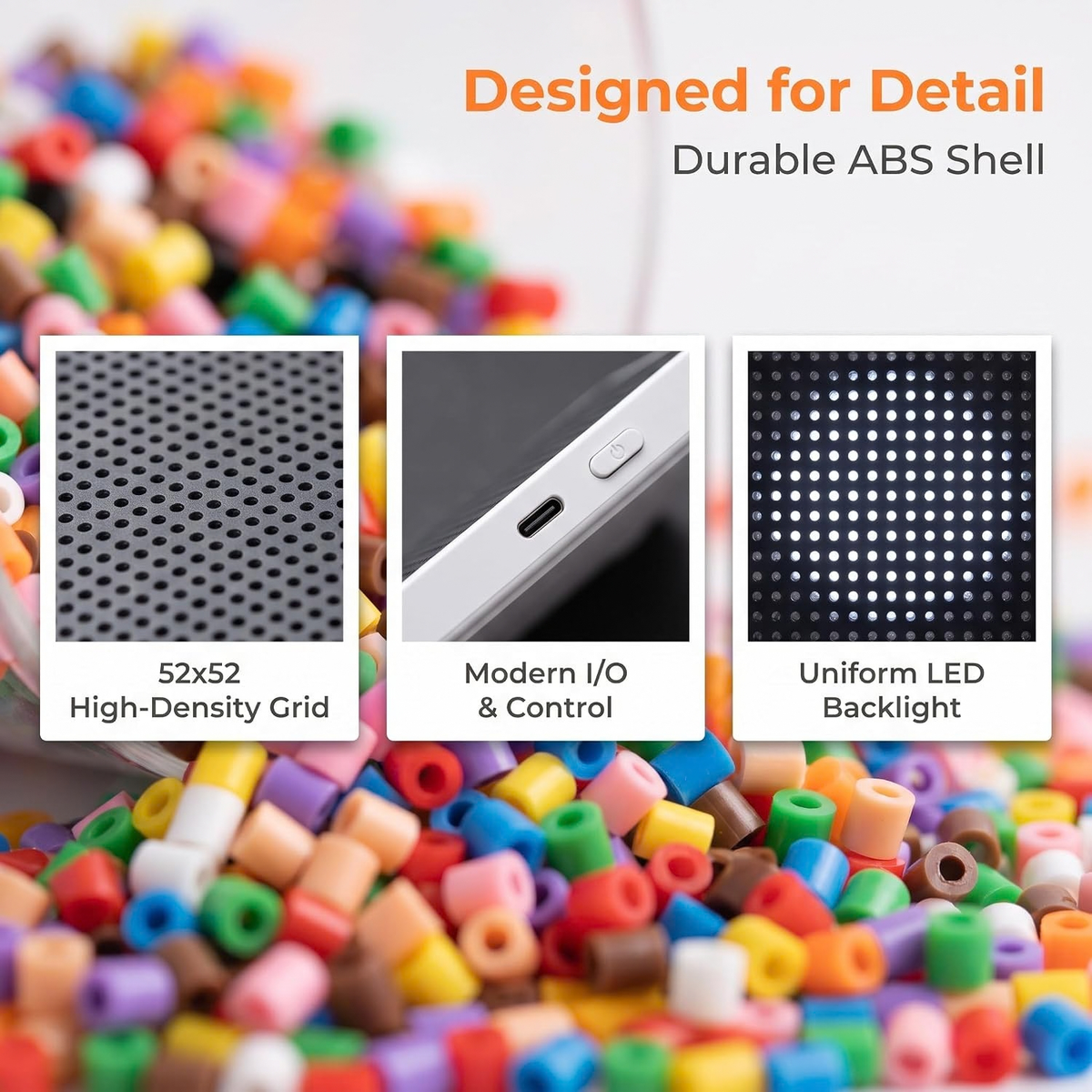 Smart LED Fuse Bead Pegboard, App Guided 2.6mm Melty Beads Board