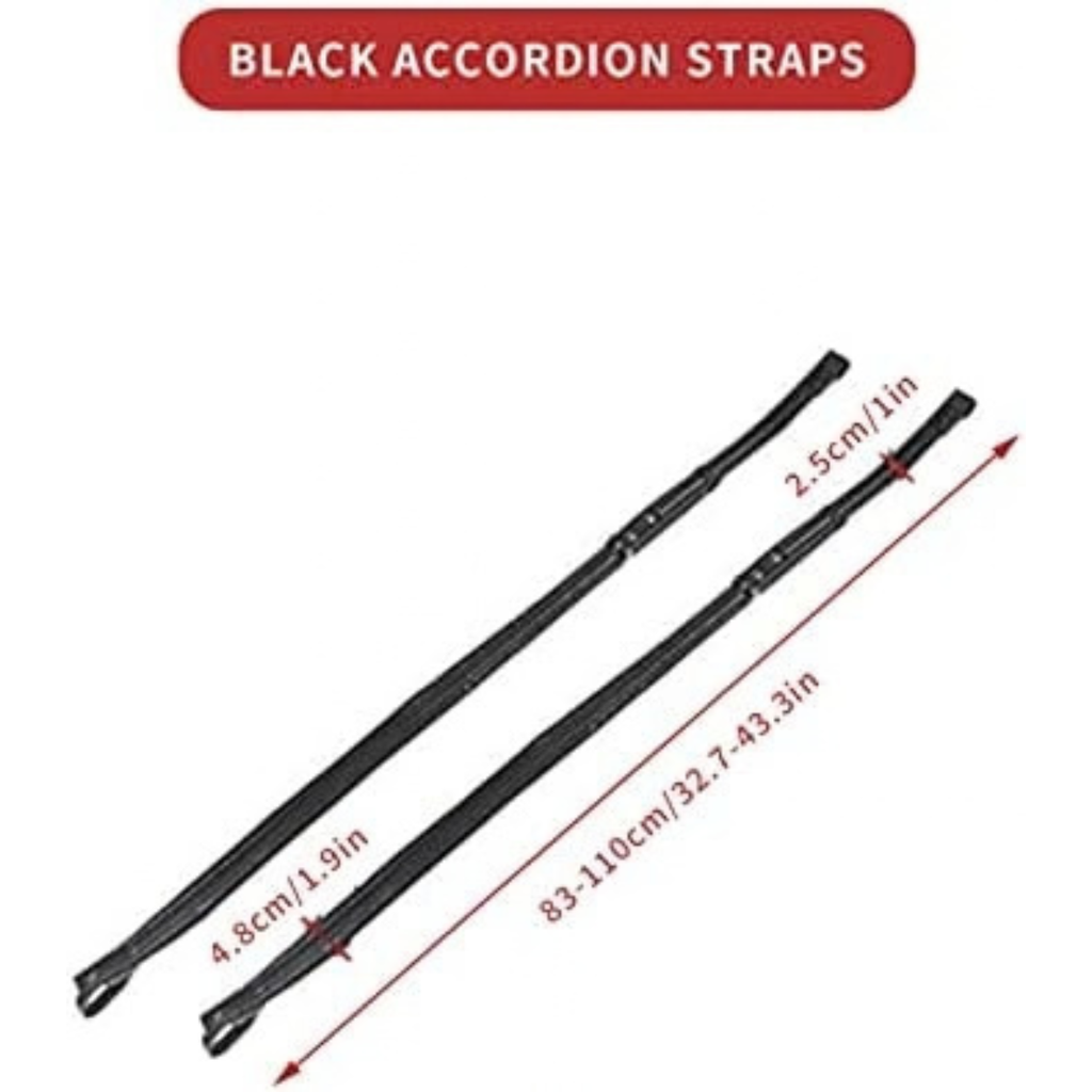 Black Accordion Straps, Leather Soft PU, Adjustable, 16-120 Bass, Comfortable, Durable