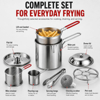 Stainless Steel Pot with Lift-Out Draining Basket & Food Tongs