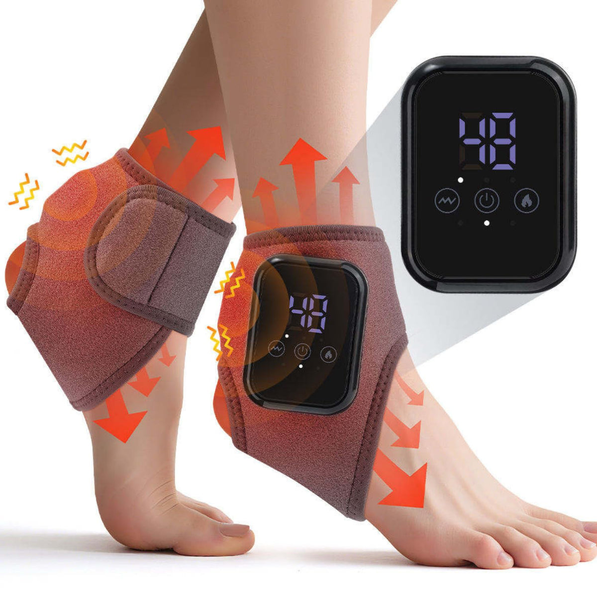 Electric Ankle & Foot Massager Wrap with Heat, Cordless Heated Ankle Brace