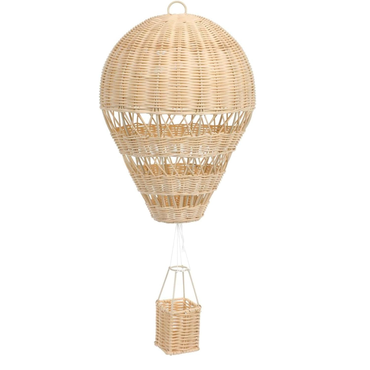 Handwoven Rattan Hot Air Balloon Wall Hanging Decor – Boho Nursery Wall Art & Floating Balloon Ornament – Aesthetic Room Decoration for Kids Room, Baby Nursery & Photography Prop