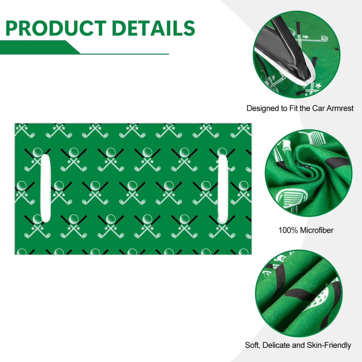 Universal Golf Cart Seat Towel Cover - 51 x 31 Inch 100 Percent Microfiber Golf Cart Seat Protector with Armrest Holes, Washable All Season Bench Blanket for Club Car Precedent EZGO Yamaha