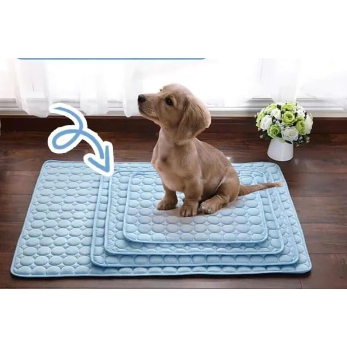 Dog Cooling Mat Gel-Free Washable Self Cooling Pad for Large Dogs & Cats