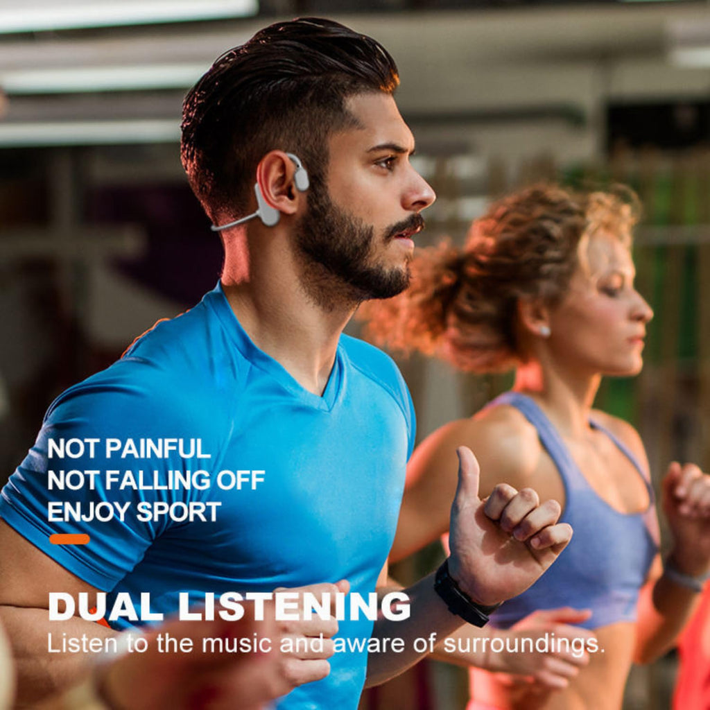 Open-Ear Bone Conduction Headphones – Bluetooth 5.0 Wireless Sports Headset with Built-in Mic, IPX5 Waterproof, Ultra-Lightweight 18g Design & 5-Hour Playtime for Running, Cycling, Driving & Workouts