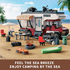 Camper Van Building Set, 880 PCS Beach Camping RV with LED Lights