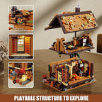 TYCOLE Wood Cabin Building Blocks Set with Lights for Adults and Girls 8-12