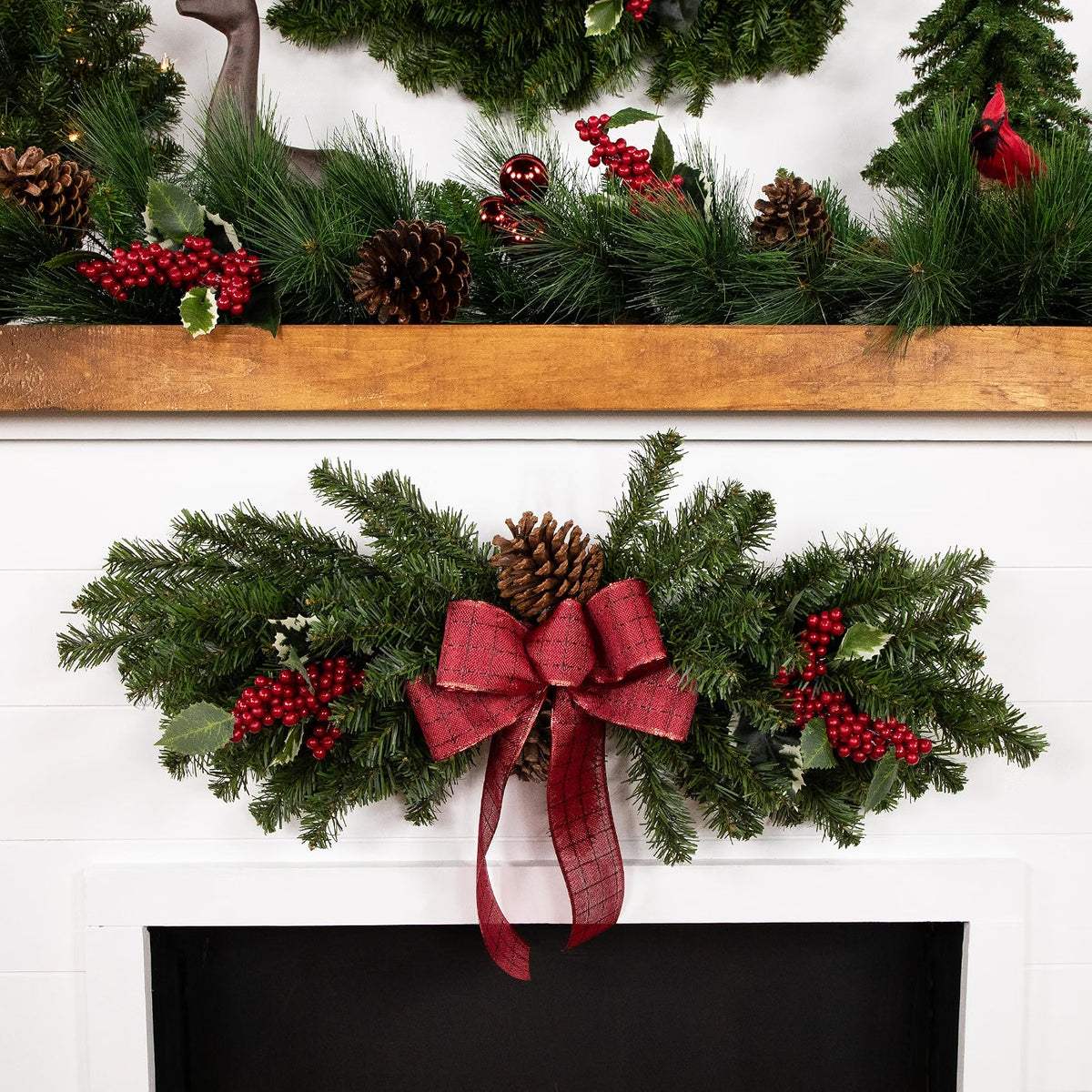 32" Canadian Pine Artificial Christmas Door Swag - Unlit