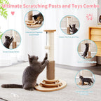 Made4Pets Cat Scratching Post, 23" Indoor Cat Scratcher with Self-Groomer