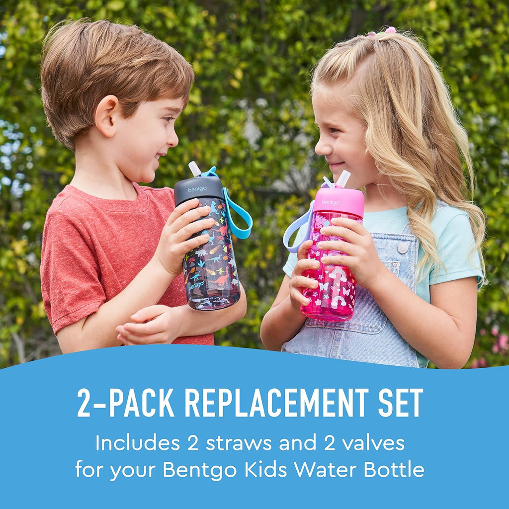 Kids Water Bottle 2-Pack, Replacement Straws Set