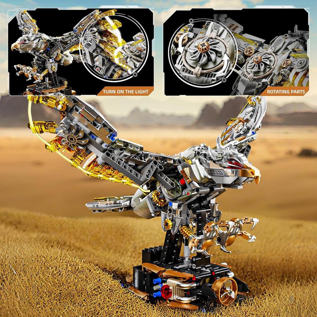 Mechanical Eagle Building Block Set with LED Light for Ages 8-12+