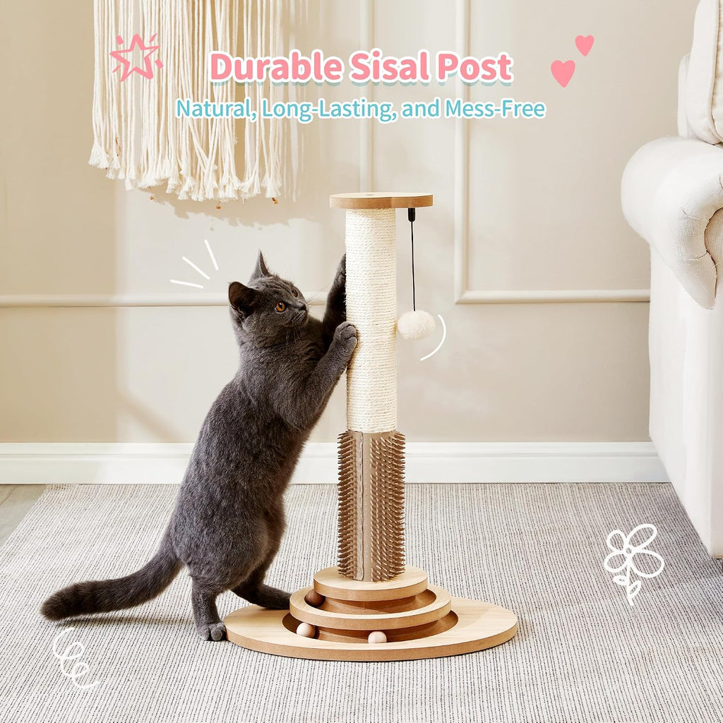 Made4Pets Cat Scratching Post, 23" Indoor Cat Scratcher with Self-Groomer