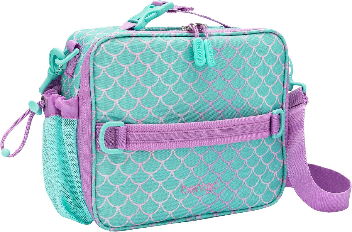 Prints Insulated Lunch Bag Set With Kids Bento-Style Lunch Box (Mermaid Scales)