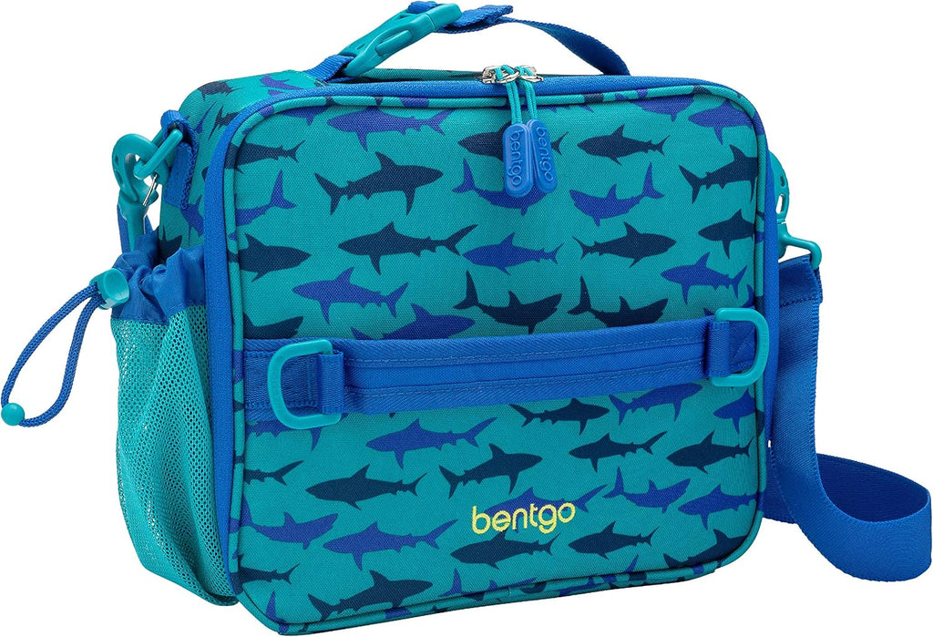 Prints Insulated Lunch Bag Set With Kids Bento-Style Lunch Box (Shark)