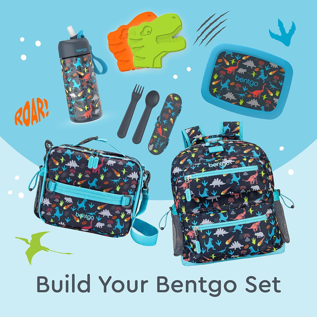 Kids 14” Backpack Set With Kids Prints Lunch Box (Dinosaur)