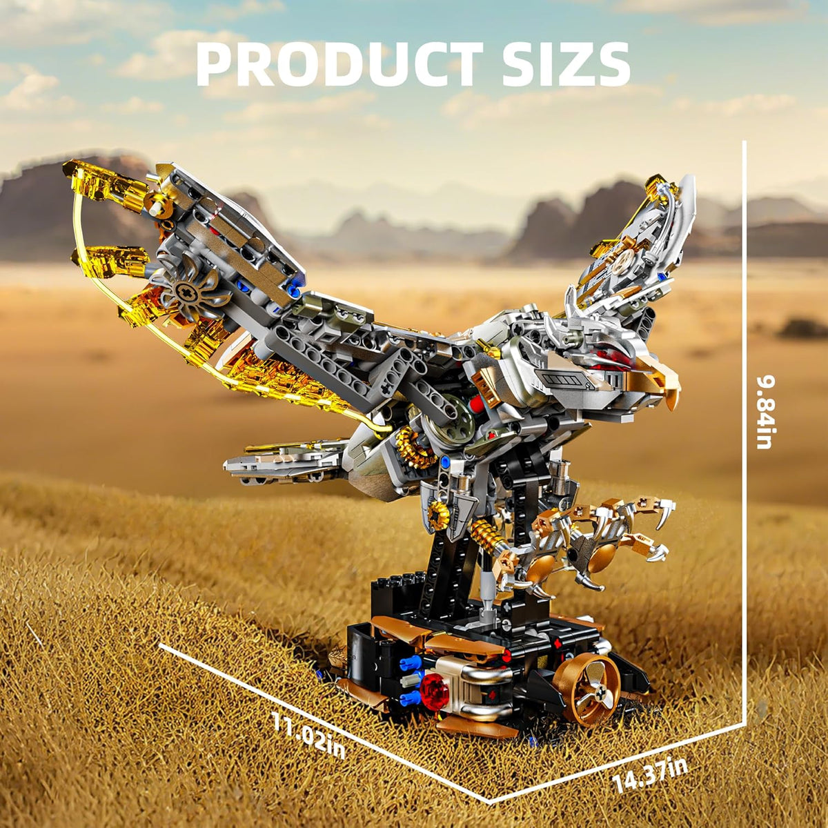 Mechanical Eagle Building Block Set with LED Light for Ages 8-12+