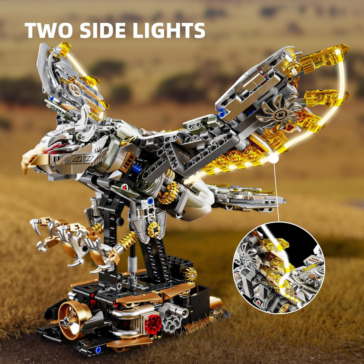 Mechanical Eagle Building Block Set with LED Light for Ages 8-12+