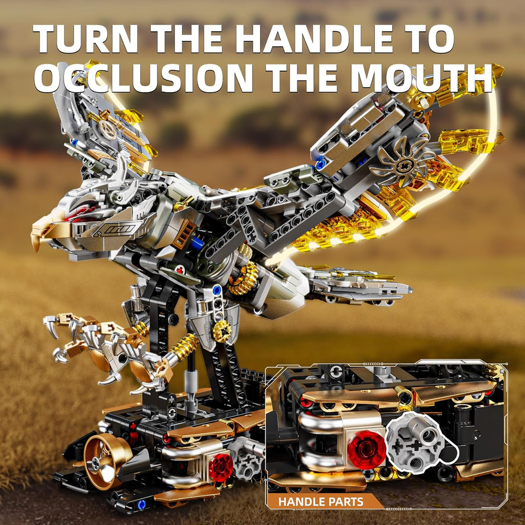 Mechanical Eagle Building Block Set with LED Light for Ages 8-12+