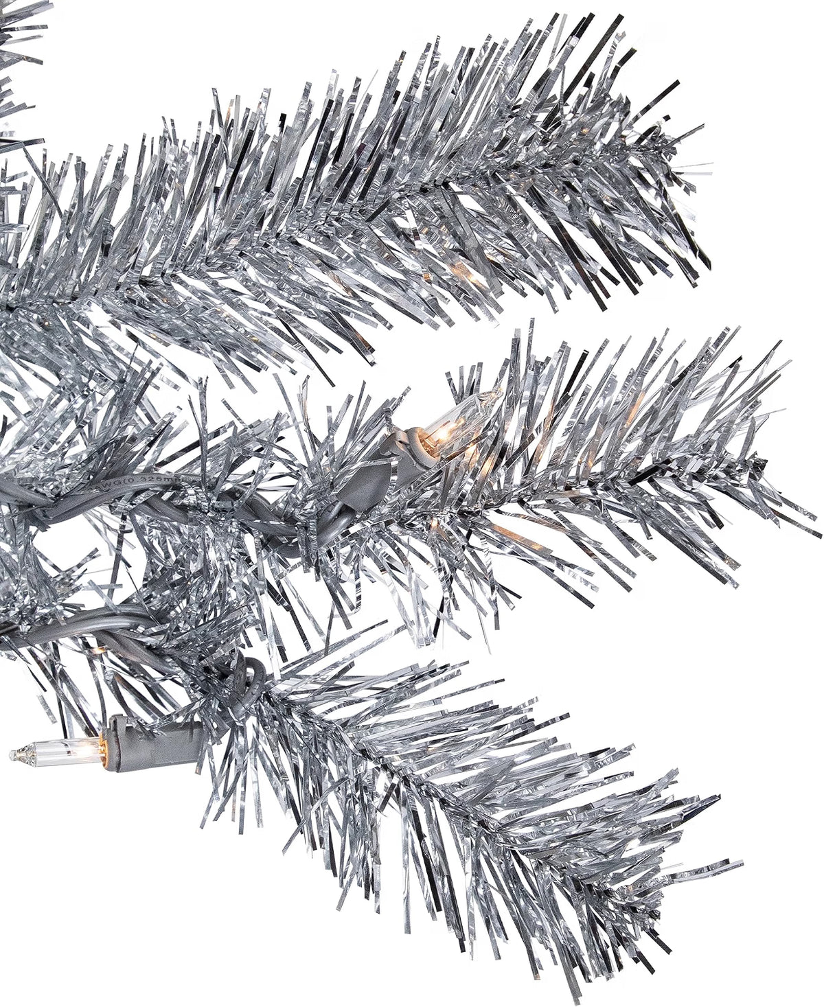 Pre-Lit Artificial Tinsel Christmas Tree - 3' - Silver - Clear Lights