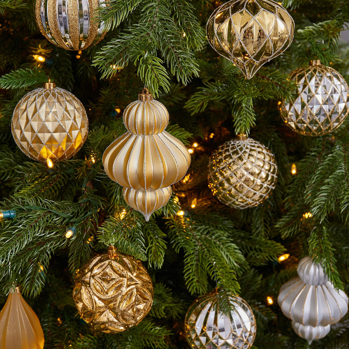 Holiday Lux Shatterproof, 12 Count Christmas Tree Ornament Set, 100mm with Re-Useable Box