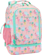 2-in-1 Backpack & Insulated Lunch Bag Set With Kids Prints Lunch Box and 4 Reusable Ice Packs (Tropical)